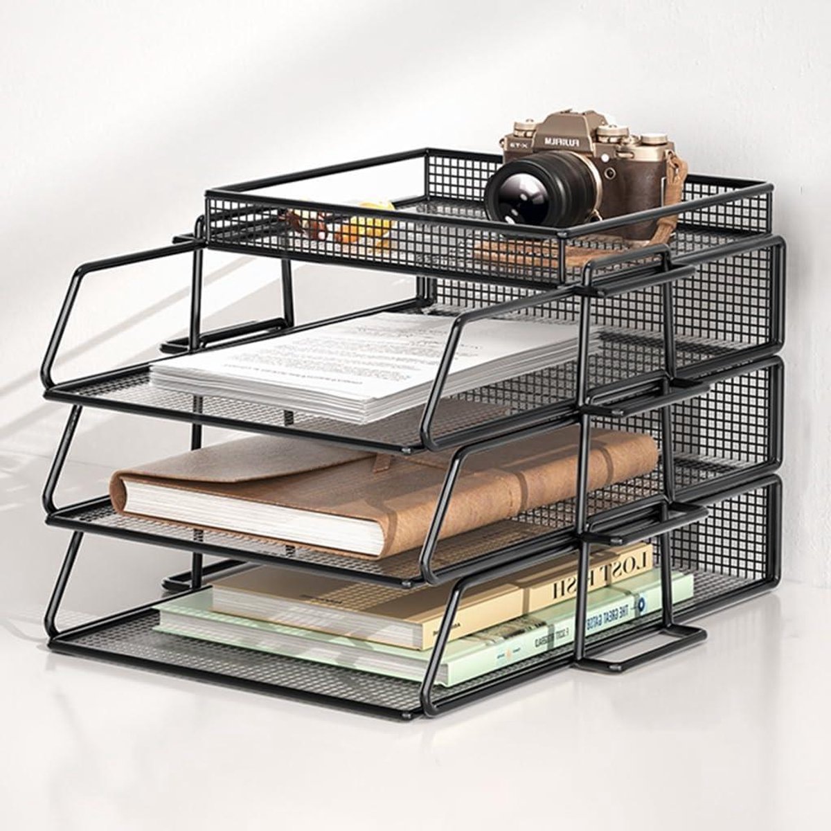 Bureau Organizer - Papier Sorteerder - Bureau Opruimen - Stapelbare Lades - 4 Lagen - Zwart