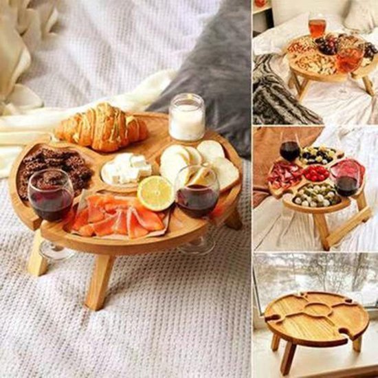 VHV - Campingtafel - Opvouwbare wijntafel - Picknicktafel draagbaar - Kleine buitentafel - Voor camping strand en tuin van Vhv — afbeelding 5
