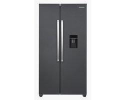 Heinner HSBS-HM439NFINVDGWDE++ American Side-by-Side Koelkast met Waterdispenser 439 L – Total No Frost – Super Freezing – Open-deur Alarm – Vingerafdrukbestendige Afwerking – Antracietgrijs – 5 Jaar Garantie
