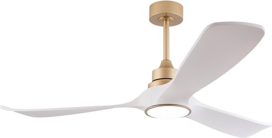 Plafondventilator Met Verlichting - LED Plafondventilator - Plafondventilator Met Afstandsbediening - 52 Inch ABS Bladen Wit-Goud - Reversibele DC Motor - Geheugenfunctie — afbeelding 2