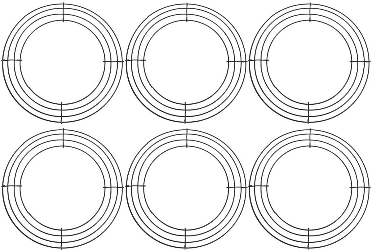 Dailygoods- Draadkransframe 25 cm - 6 stuks - Donkergroen - Metaaldraad - Stevige basis - Duurzaam materiaal - Kransframe