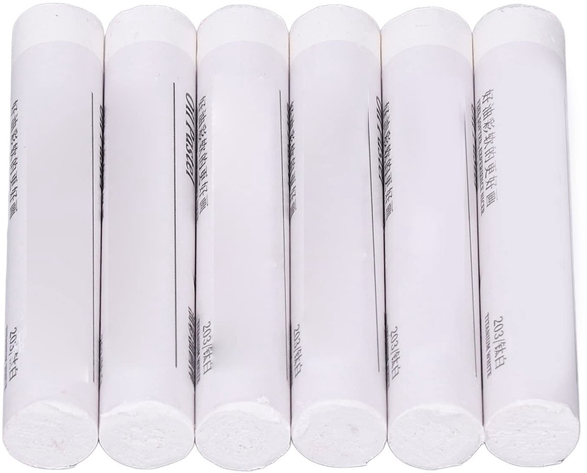 Dailygoods- Oliepastels 6 Stuks - Witte Oliepastelkrijt - Artistieke Schilderkunst - Mengtechnieken - Geschikt voor Verschillende Oppervlakken - Veelzijdige Aanvulling - Pastelkrijt