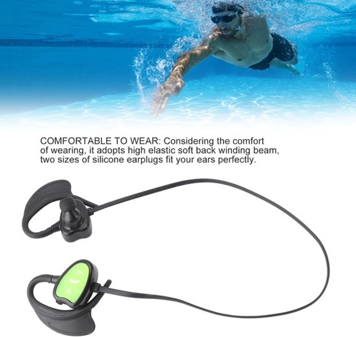 Holland Connections Waterdichte In-ear Zwemhoofdtelefoon met Draadloze Mp3-speler thumbnail 3