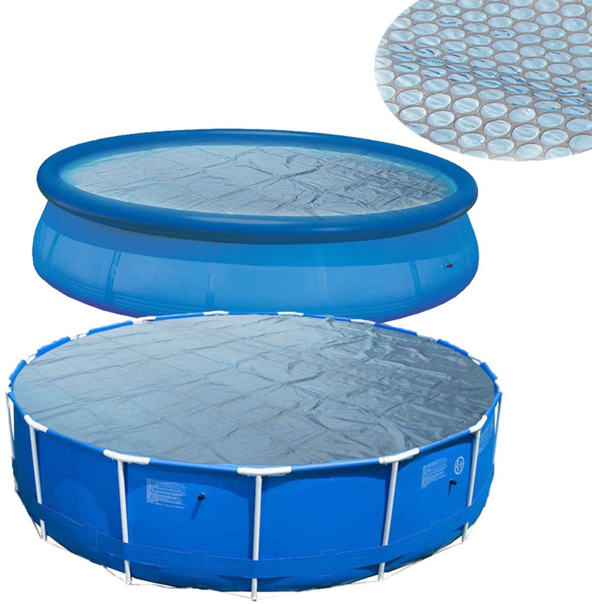 Solar Deken Blue/Black 305 cm - Solarzeil rond - 130 micron - Zwembadverwarming - verwarmt en isoleert - zwembad afdekzeil