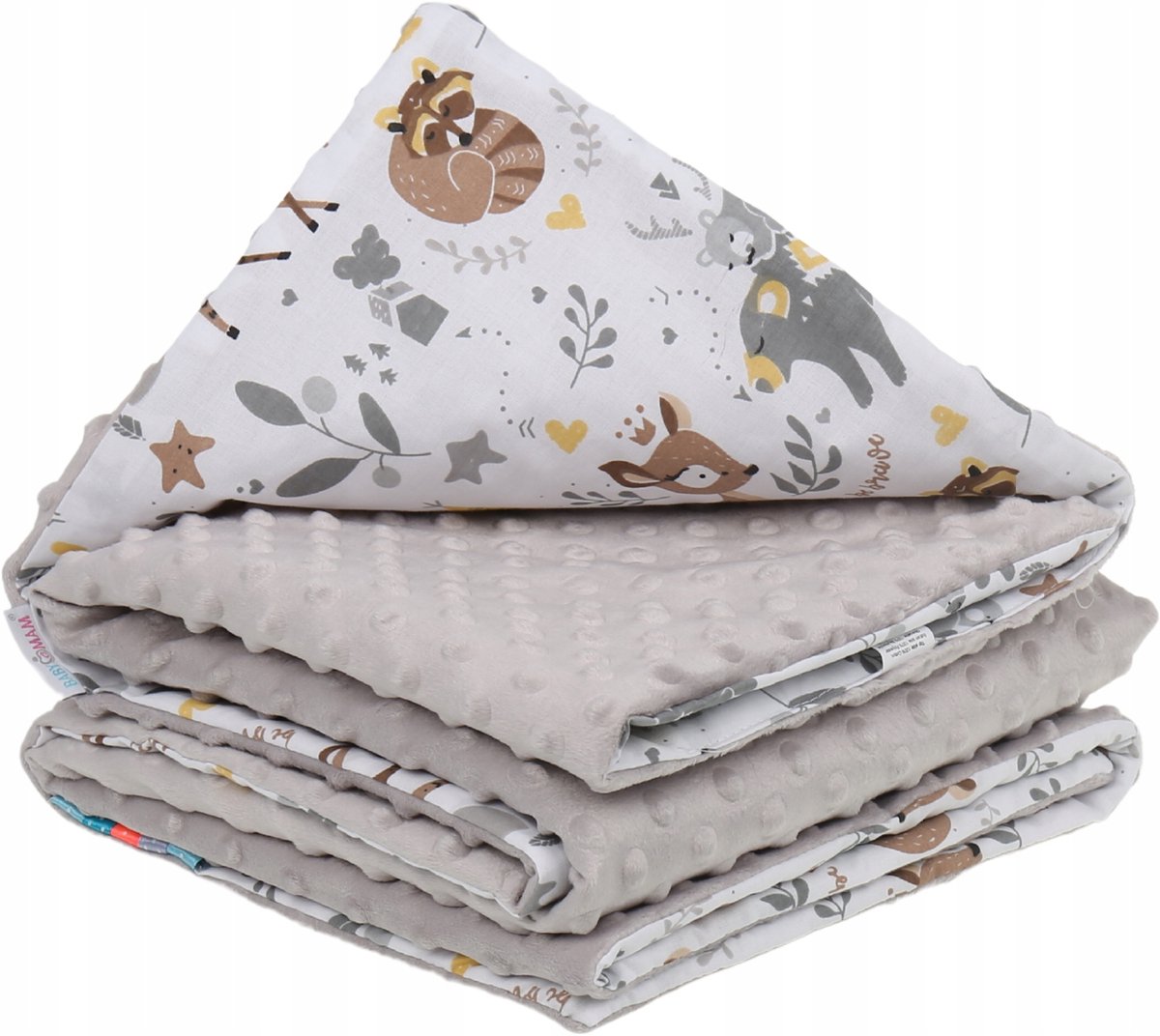 Babymam Dubbelzijdig Babydekkentje Minky Katoen 75x100cm - Hertjes