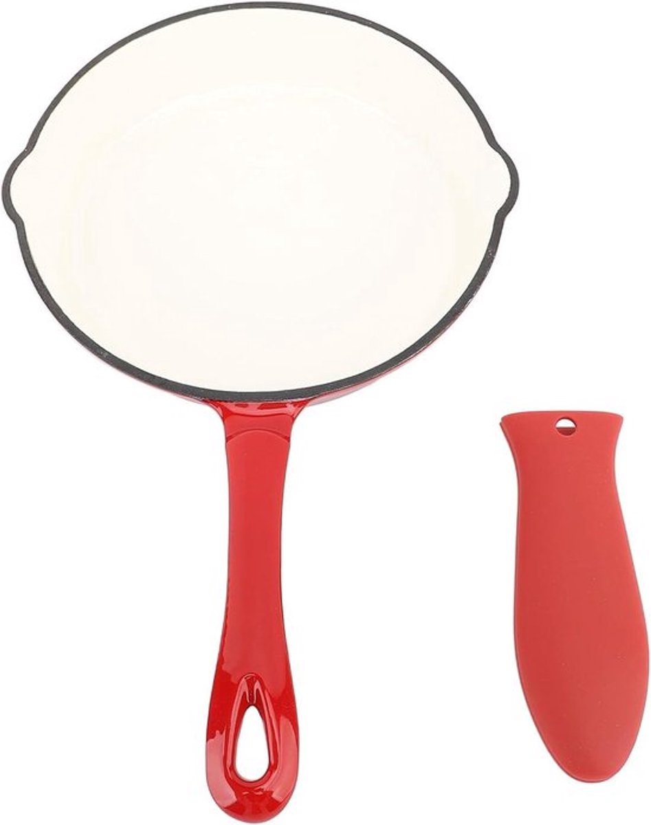 Geëmailleerde gietijzeren koekenpan voor fornuis en oven - Anti-aanbaklaag - Camping - Koken - Grillen - 20cm