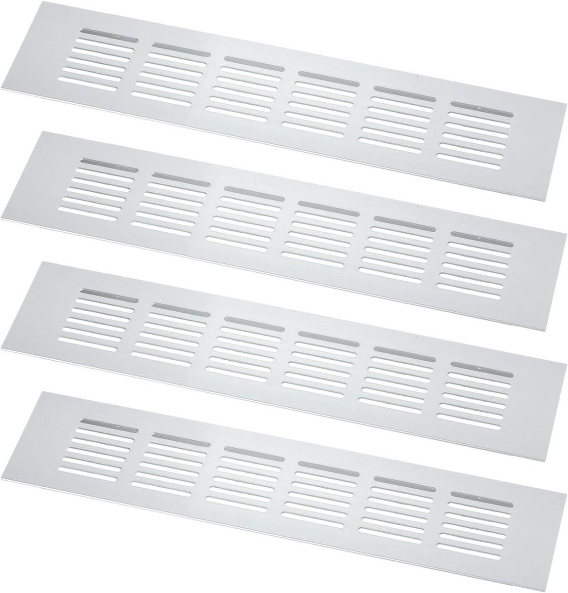 Luchtsleuven Afdekking - Ventilatieroosters - Luchtcirculatie Verbeteren - Antislip Ribbelontwerp - 4 stuks 250x60mm - Zilver