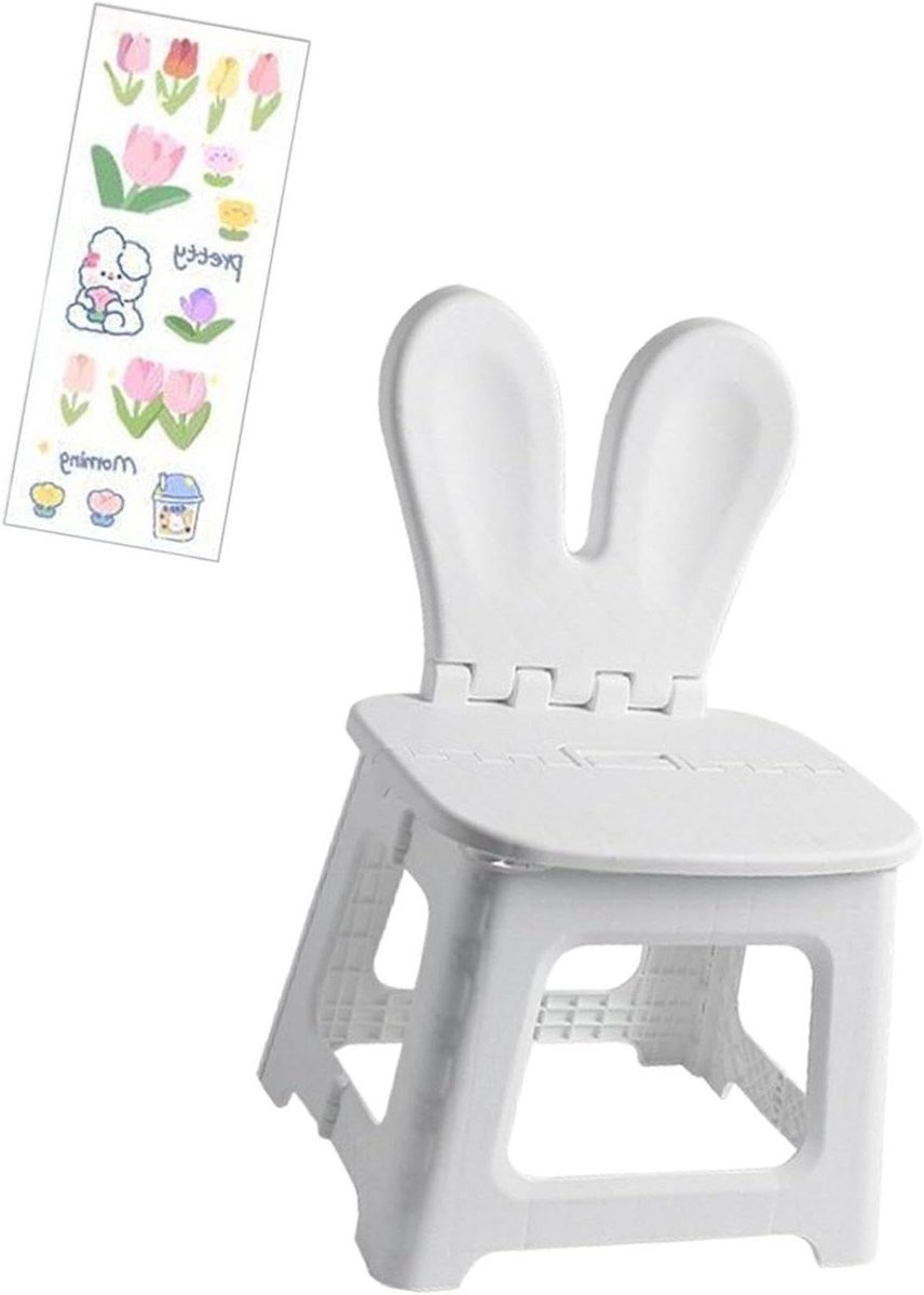 Opvouwbaar Krukje - Voetenbankje Kruk - Schoenen Wisselen - Uniek Oor Ontwerp - 43 cm Hoog - Wit