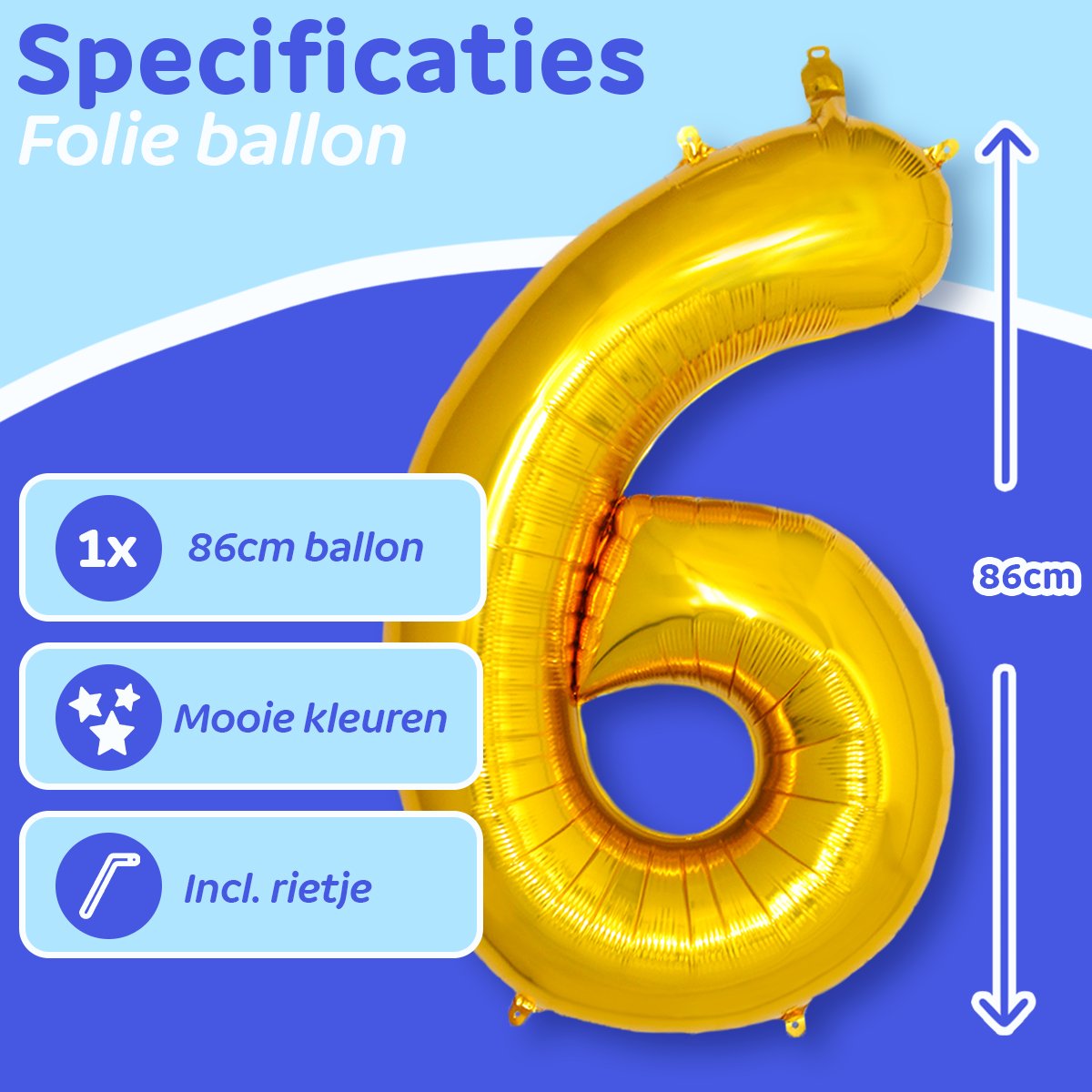 Folie Ballon Cijfer 6 Jaar Cijferballon Helium Ballonnen Feest Versiering Folieballon Verjaardag Versiering Goud 86 Cm — afbeelding 2