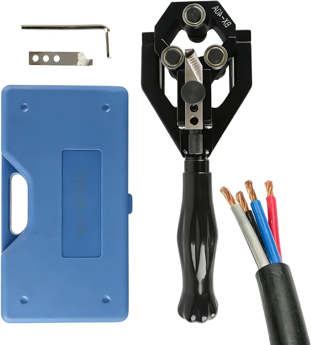 Kabelstripper Tang - Draadstripper Krimper - Elektrisch Werk - Veilig Roterend Strippen - 22-40 mm - Zwart