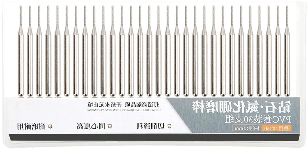 Diamant Slijpbramen - Slijpnaalden Set - Gedetailleerd Werk - Hoge Hittebestendigheid - 30 Stuks - Zilverkleurig