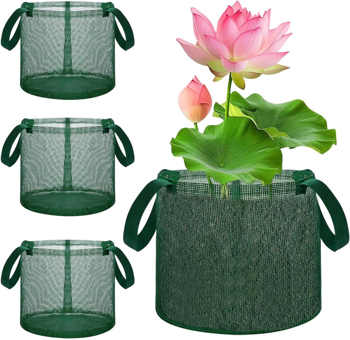 Vijvermanden 4 Stuks - Opvouwbare Plantenmand - Waterplanten Kweken - Ademend Gaasontwerp - 18x18x18 cm - Groen