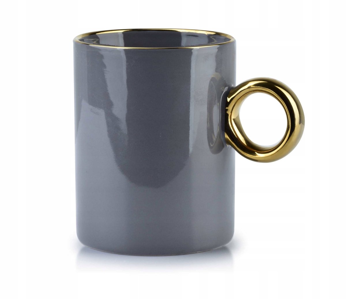 Oriana Porseleinen Mok 420ml - Grijs met Gouden Oor
