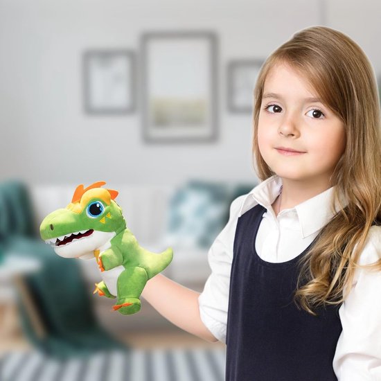 Dinosaurus Handpop - Pluche Speelgoed - Verhalen Vertellen - Zacht & Duurzaam - 20 cm - Groen — afbeelding 4