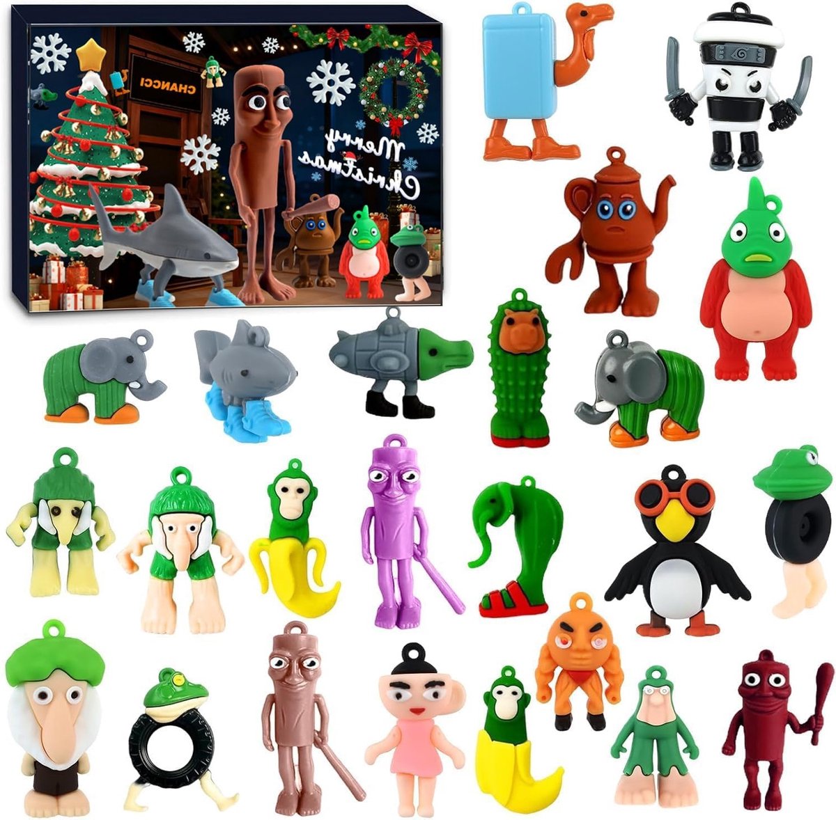 Adventskalender met 24 Italiaanse Actiefiguren, Grappige Kerstcadeaus voor Kinderen en Vrienden, Decoratieve Speelgoedfiguren voor Feestdagen