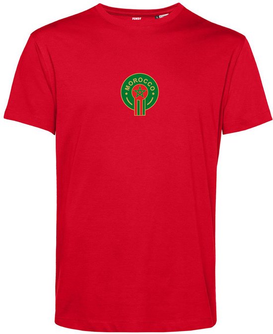 T-shirt Marokko Logo Midden | Marokko shirt | WK 2026 | Marokkaans elftal supporter | Rood | maat M