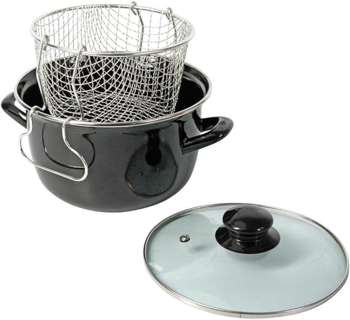 QIN® Frituurpan Inductie - Frituurpan - Frituurmandje - Zwart - 26cm x 26cm x 12cm