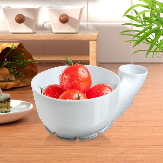 Fruitwasser Kom - Groente Centrifuge - Maaltijd Voorbereiding - Efficiënt Afvoersysteem - Maat L - Wit — afbeelding 4