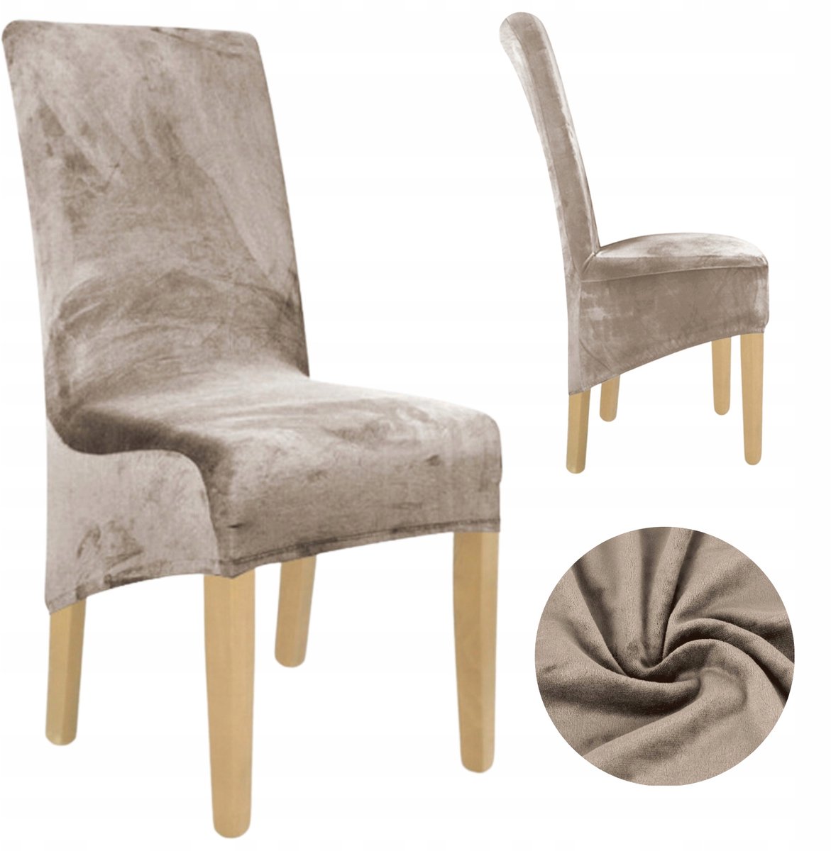 XL Stoelhoes Koel Beige Velours Elastiek Universeel Schuin