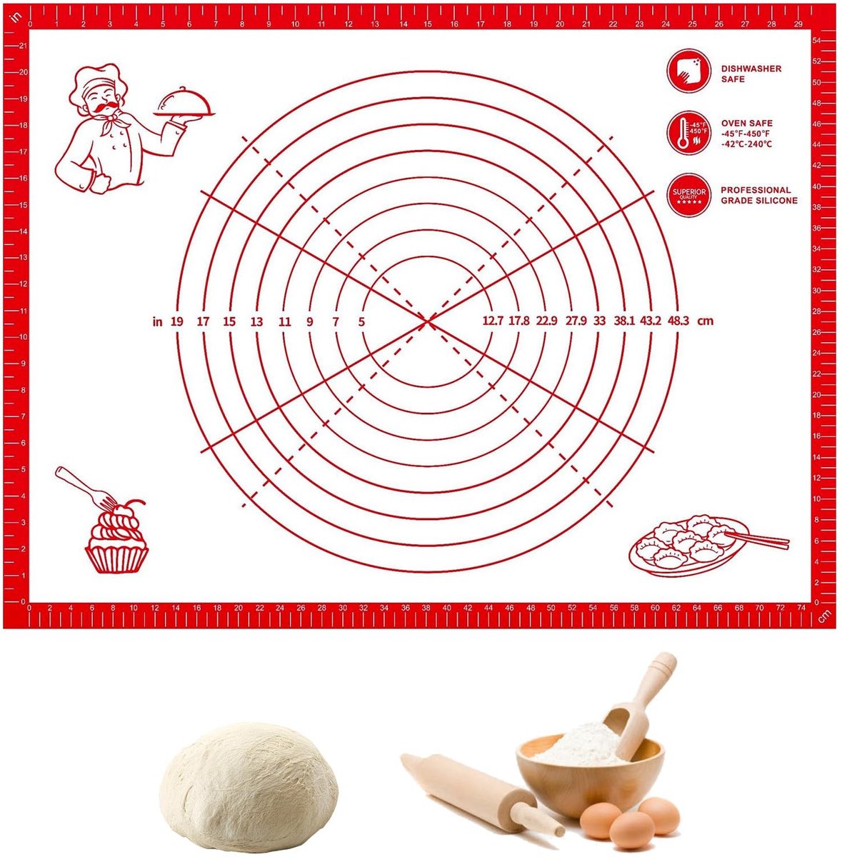 SMOAKEZ- Deegmat groot 80 x 60 cm - Siliconen bakmat - Antislip/anti-aanbak - Herbruikbaar - Vaatwasserbestendig - Duurzaam en elastisch