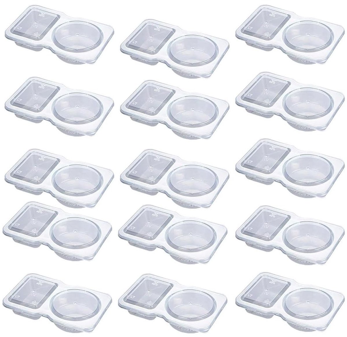 SOUQONE- Kruidenpotjes Dubbel 15 Stuks - Kruidenpotjes met Deksels - Specerijenbakjes - Kunststof - Transparant - Handig voor Kamperen