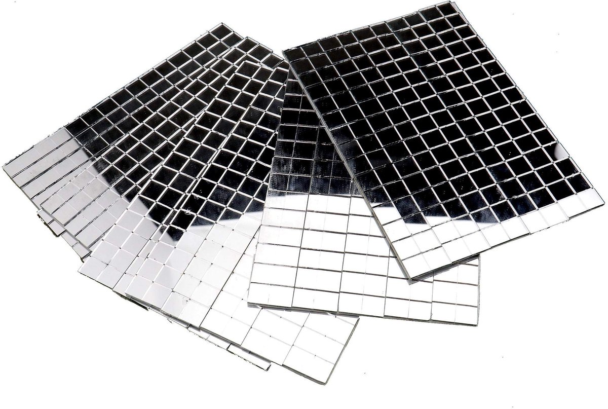 SMOAKEZ - Mosaïque Spiegeltegels - Zelfklevend - Perfect voor Creatieve Projecten - Zilver - Vierkant 10x10 mm - Voor Scrapbooking en Kaartmaken