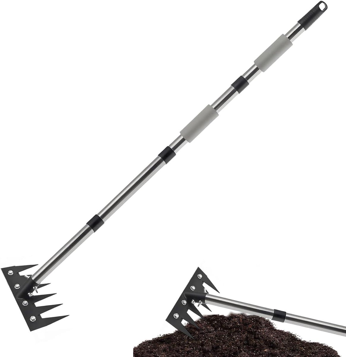 Onkruidgereedschap Lange Steel - Handmatige Weder - Tuin Onderhoud - Ergonomische Controle - Verstelbare Lengte - Zilver