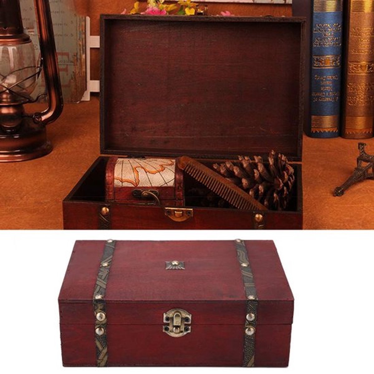 Dailygoods - Handgemaakte houten opbergdoos - Retro opbergdoos met