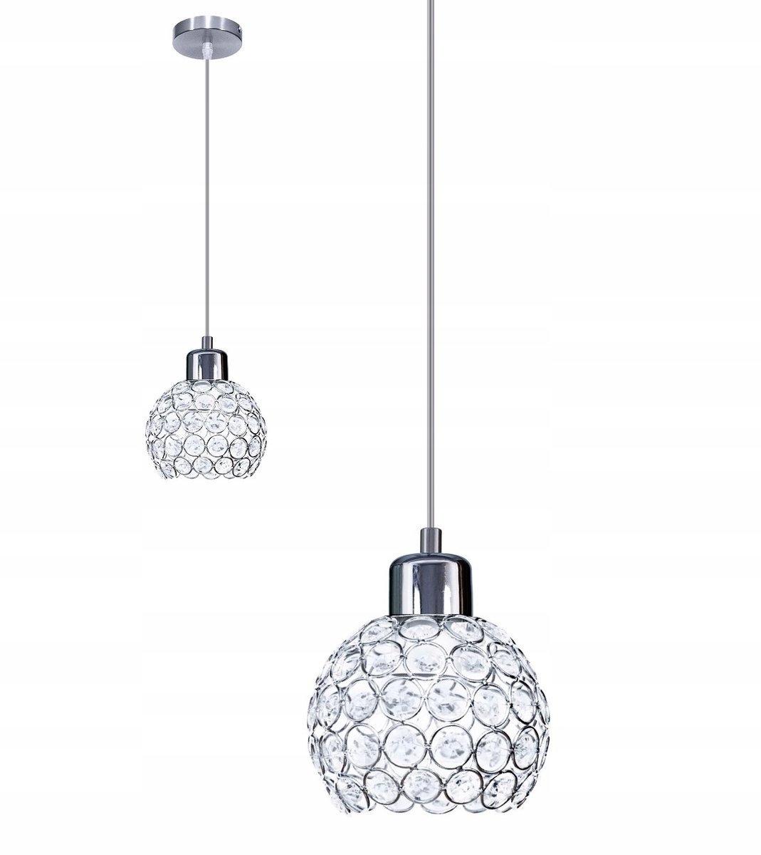 Chromen Hanglamp met Kristal - E27 Fitting