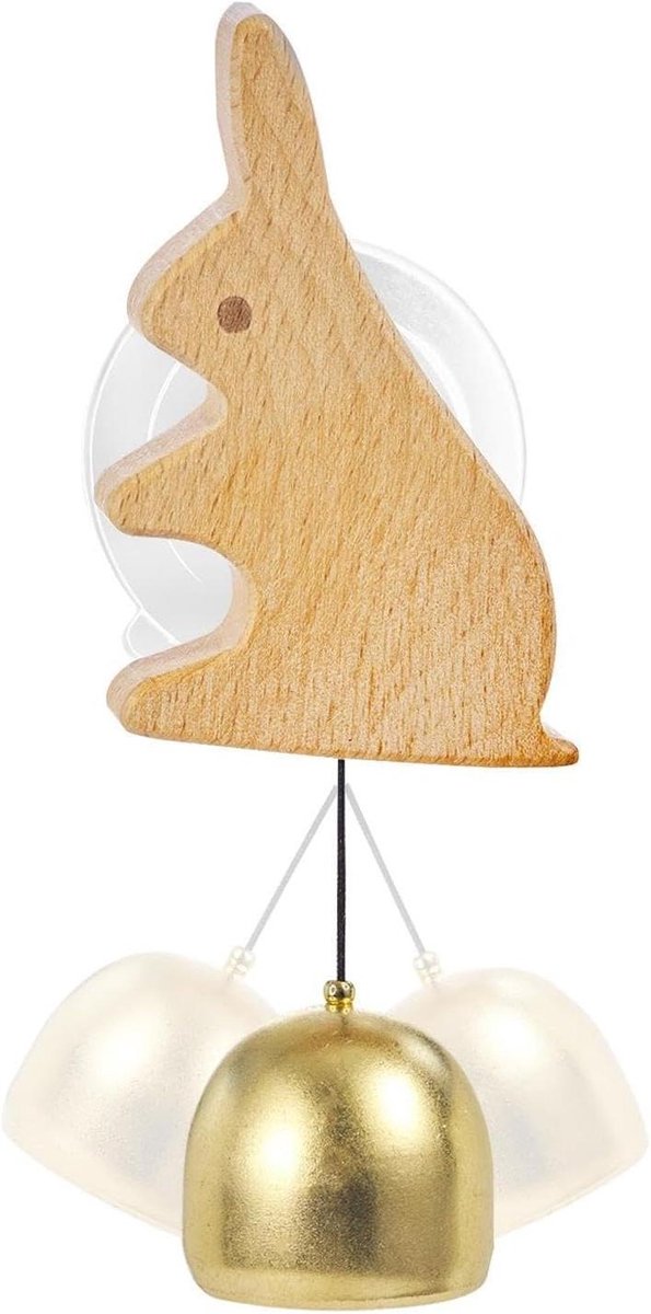 Voordeurbel Hout - Hangend Ornament - Instap Waarschuwing - Zacht Resonerend Geluid - 12 x 7 x 6 cm - Konijn