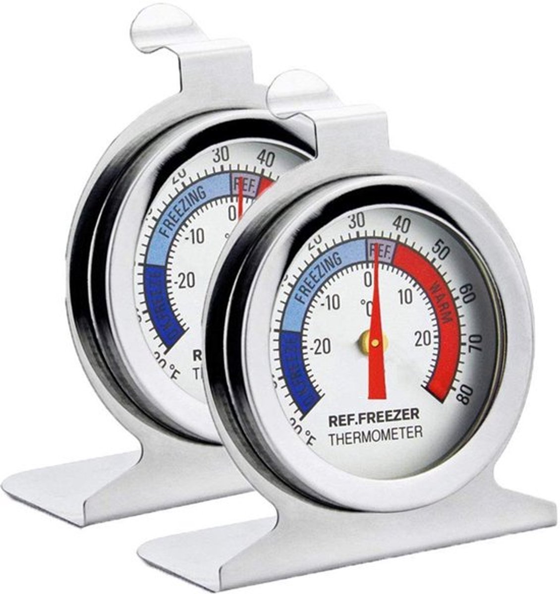 Koelkastthermometer - Koelkast - Gebruiksvriendelijk - Roestvrij staal - Nauwkeurige temperatuur - Ideaal voor huisgebruik - 2 stuks