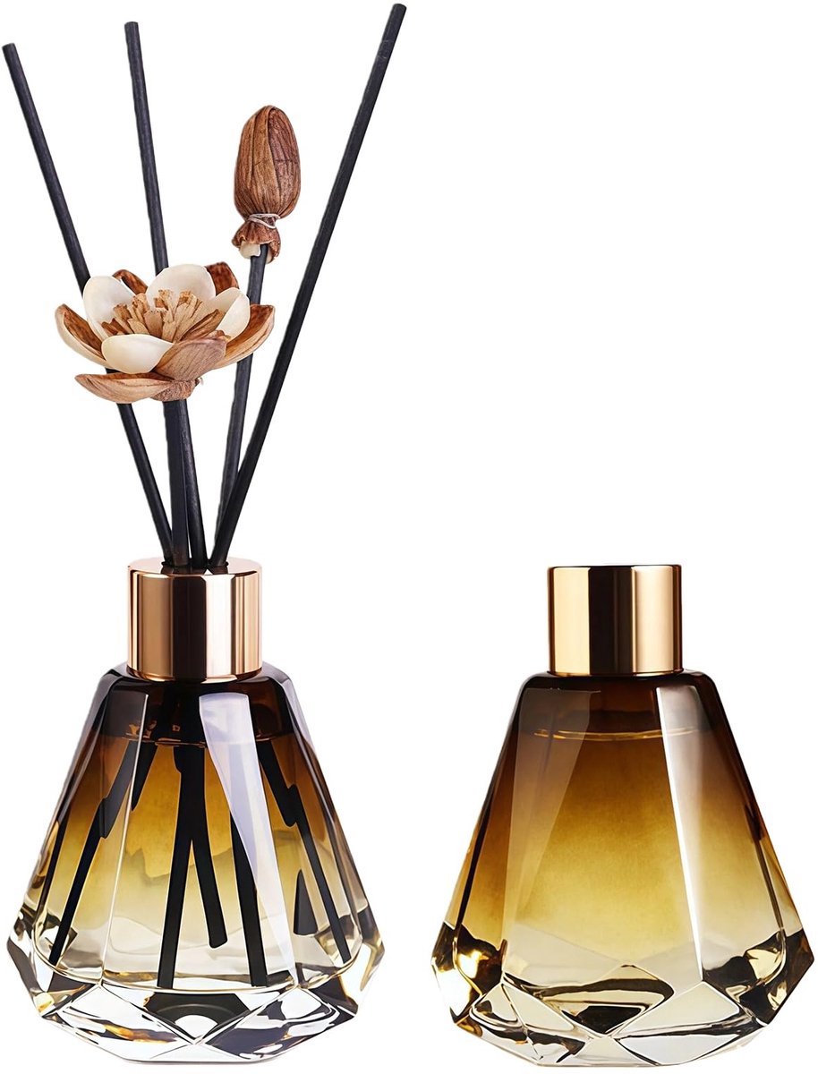 Dailygoods- Diffuserfles 60ml/2oz - Glazen Riet Diffuser - Navulbaar - Aromatherapie Accessoires - DIY Vervangset - Elegant Design - Geurverspreider