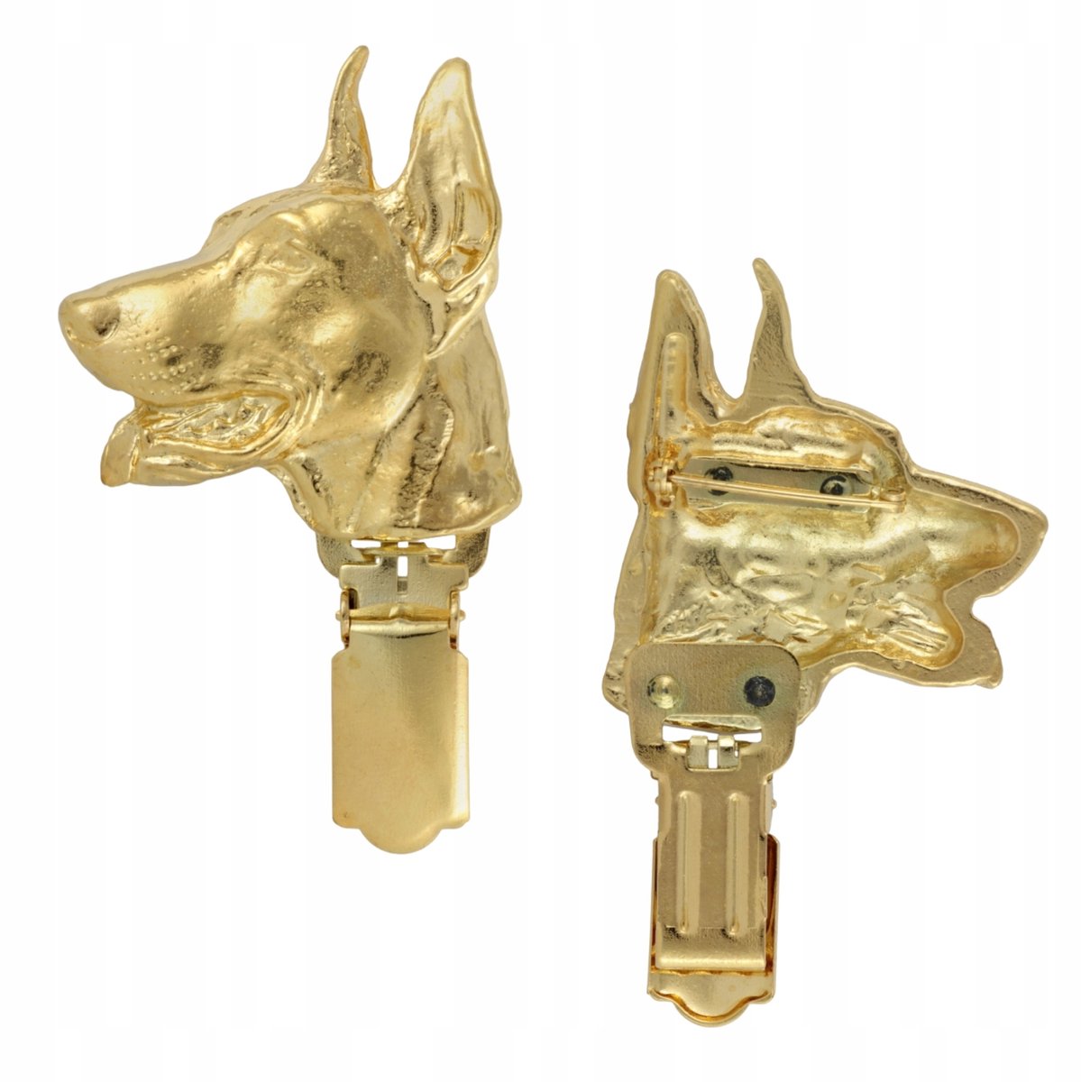 Doberman Brosche met Clip - Vergulde Startnummerhouder