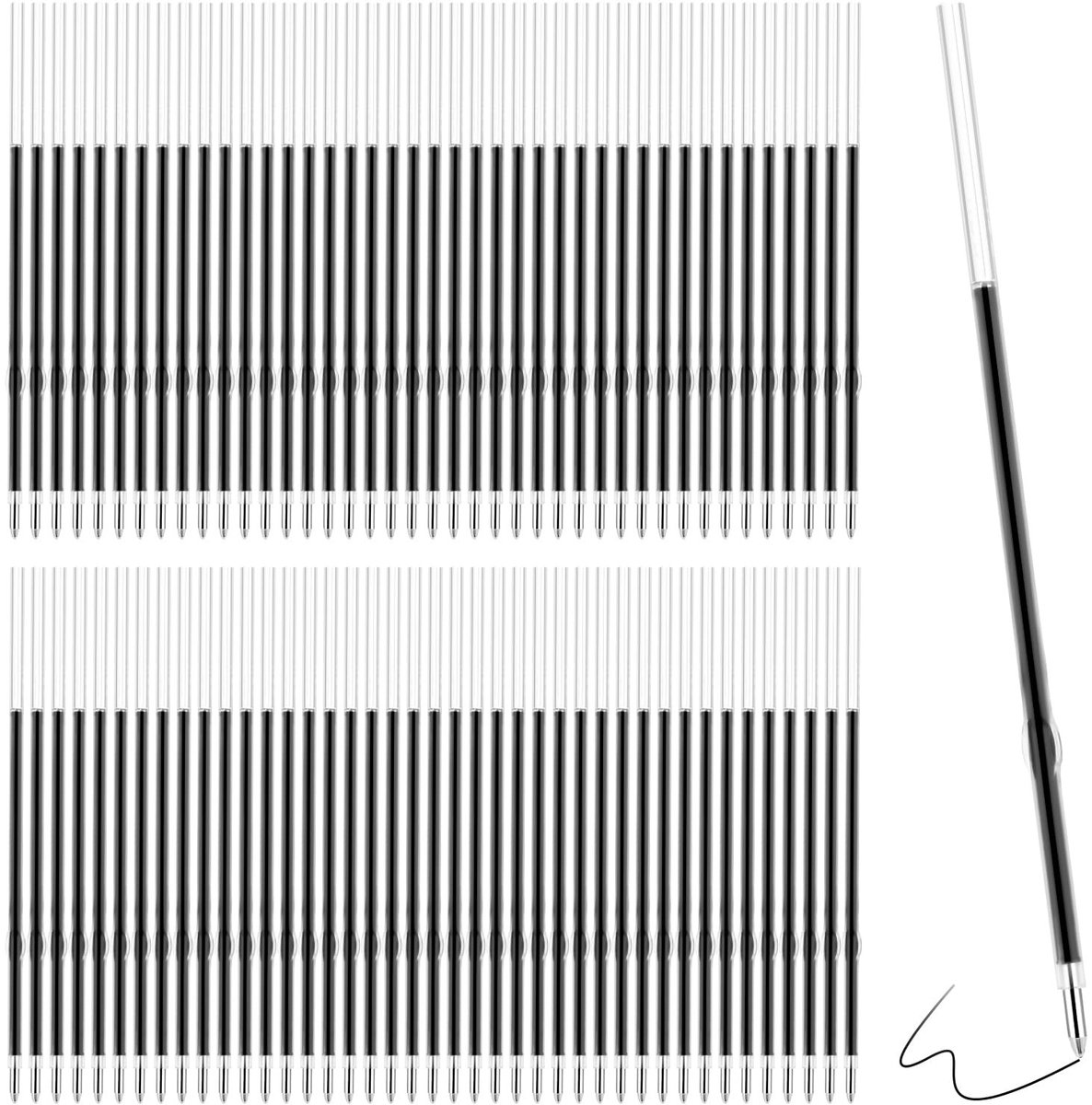Dailygoods- Balpen Vullingen 100 Stuks - Intrekbare Vullingen - Zwarte Inkt - Medium Punt - Kunststof - Duurzaam - Pennavulling