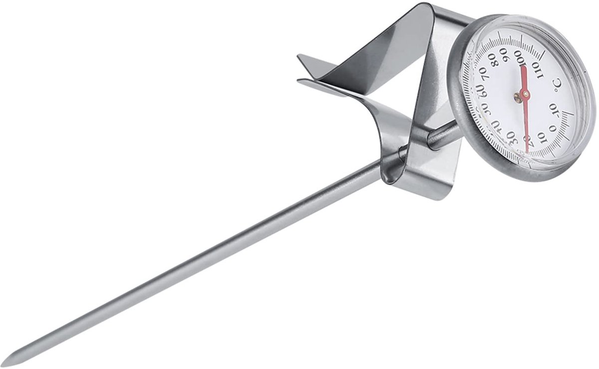 ZEYNOMAX- Melkthermometer Roestvrij Staal - Nauwkeurige Meting - Temperatuurbereik -10~110 ℃ - Eenvoudig Schoon Te Maken - Handige Clip - Koffiethermometer