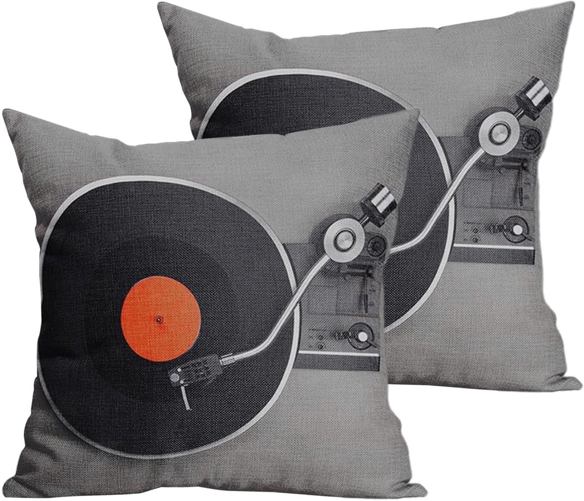 JHUBERS- Kussenslopen 45 x 45 cm - Set van 2 - Grijs - Vintage - Decoratieve Kussenhoezen - Polyester Materiaal