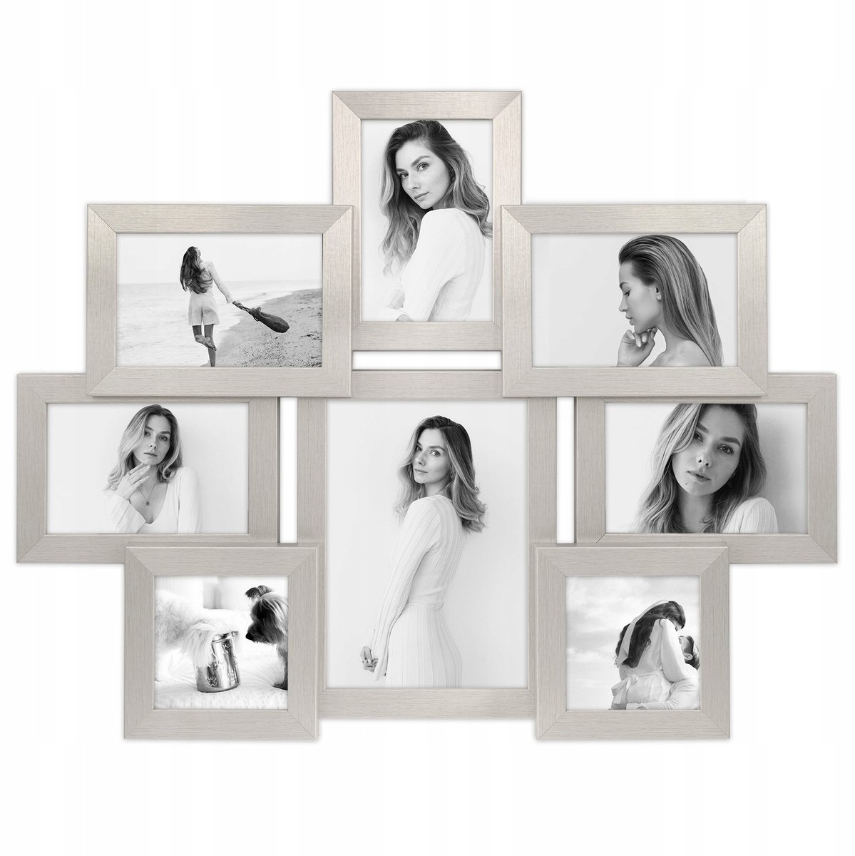 Multifoto lijst zilver voor 8 foto's 10x15 10x10 15x21 cm