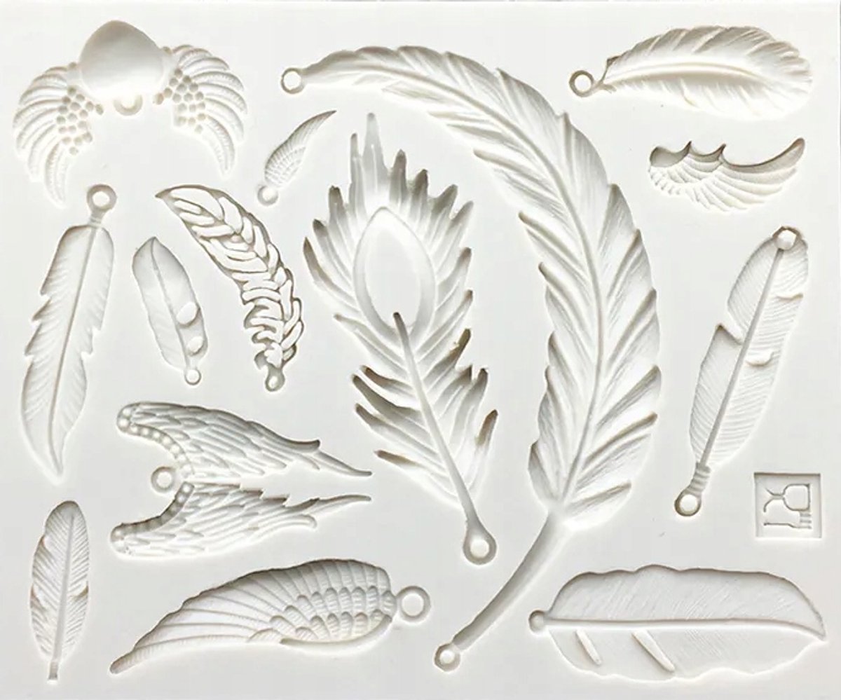 Siliconen mal voor decoraties: veren, bladeren, vleugels
