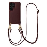 Selencia Telefoonhoesje met Koord en Pasjeshouder - Geschikt voor Samsung Galaxy S26 Ultra - Backcover met Verstelbaar Koord en Polskoord - 2 Pasjes - Zwart