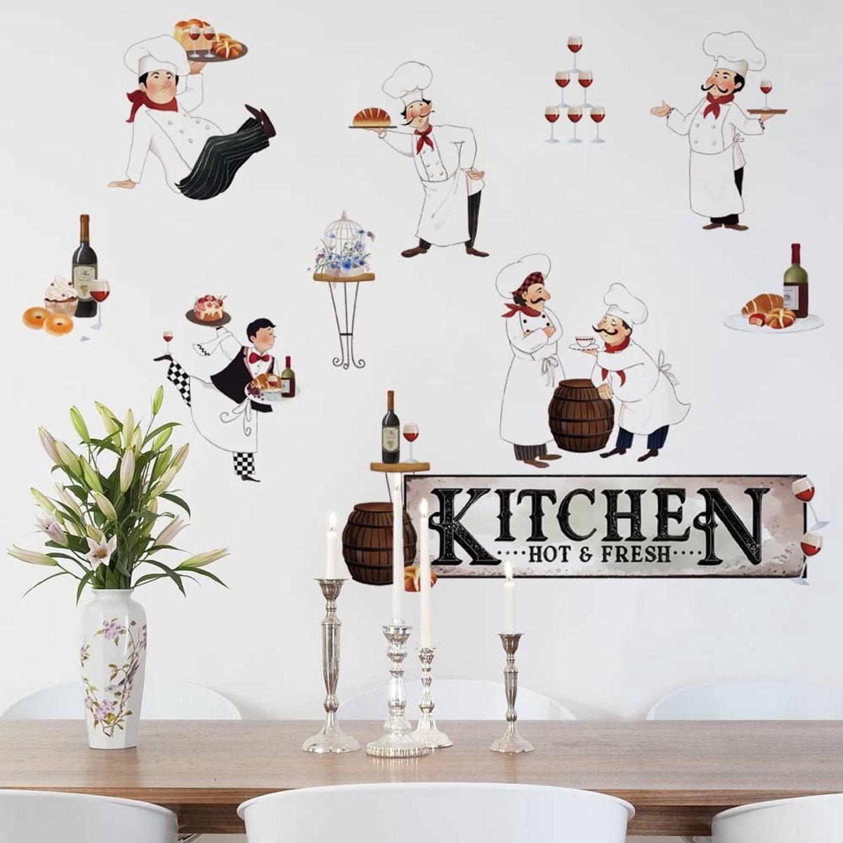 JHUBERS- Muurstickers Wijn/Citaten - Wanddecoratie Keuken - Eetkamer Decor - Zelfklevend - Verwijderbaar - Vinyl Muurvinyl