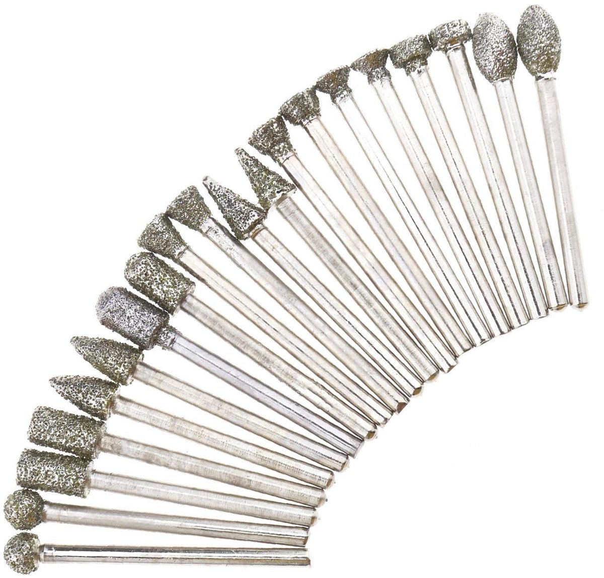 JHUBERS - Diamant Boren Set - 20 Stuks - Voor Hangsleuf en Elektrische Slijpmachines - 1/8 Inch - Geschikt voor Graveren en Polijsten