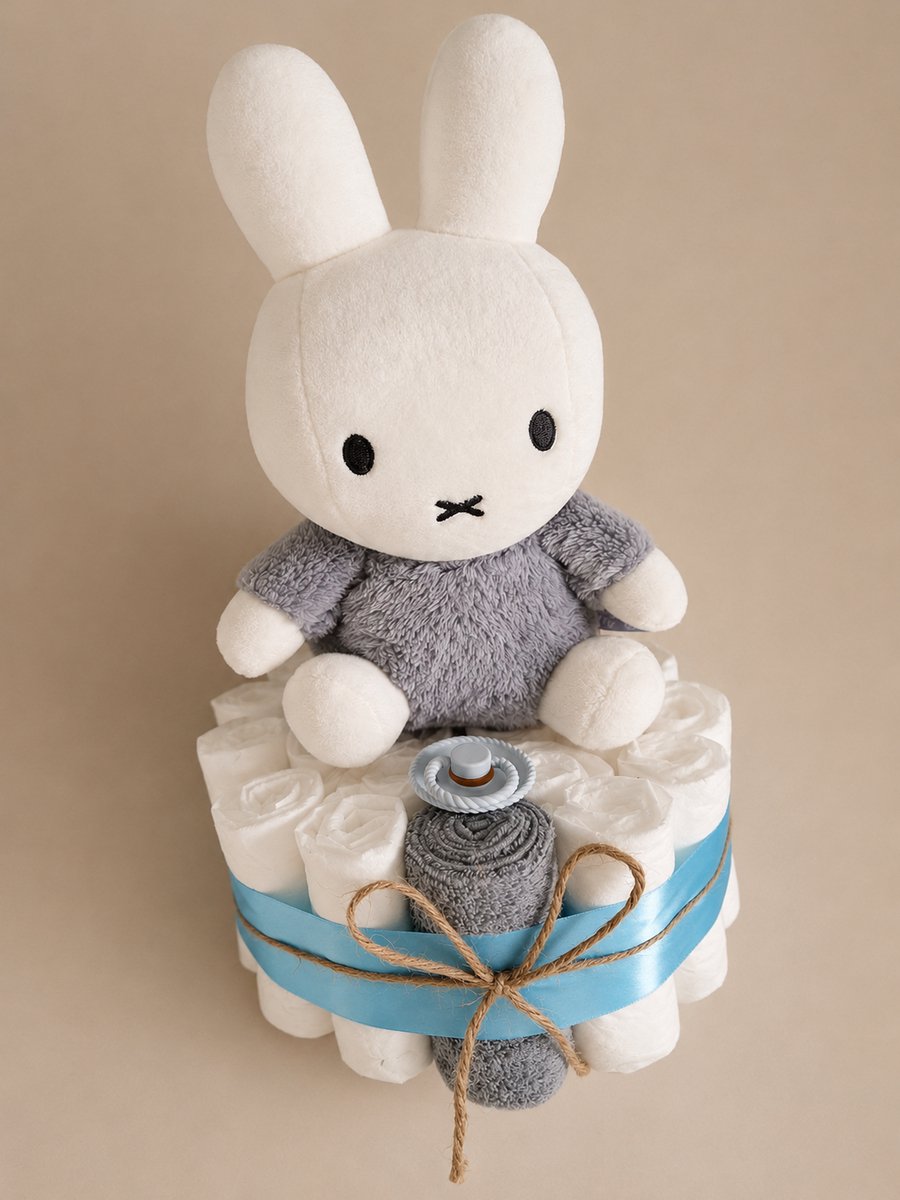 Luiertaart Nijntje Fluffy Blue - babyshower - kraamcadeau