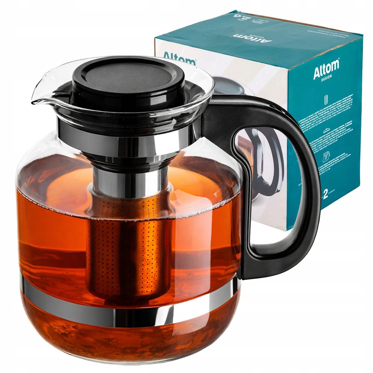 Altom Design Theepot met Zetgroep 2,6L Glas - Stijlvol en Ruim