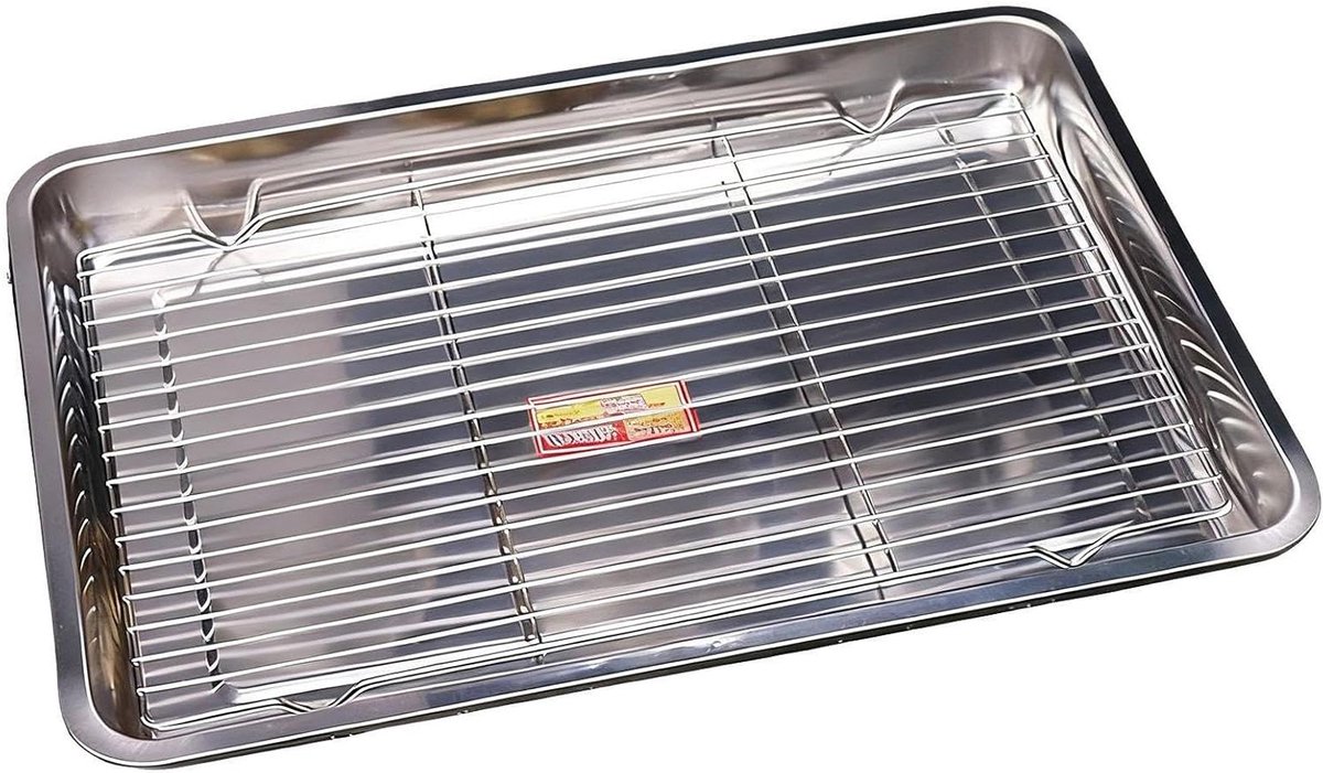 Bakplaat met rooster Bakplaat set Bakken en grillen Gelijkmatige warmteverdeling 27x20cm Zilver