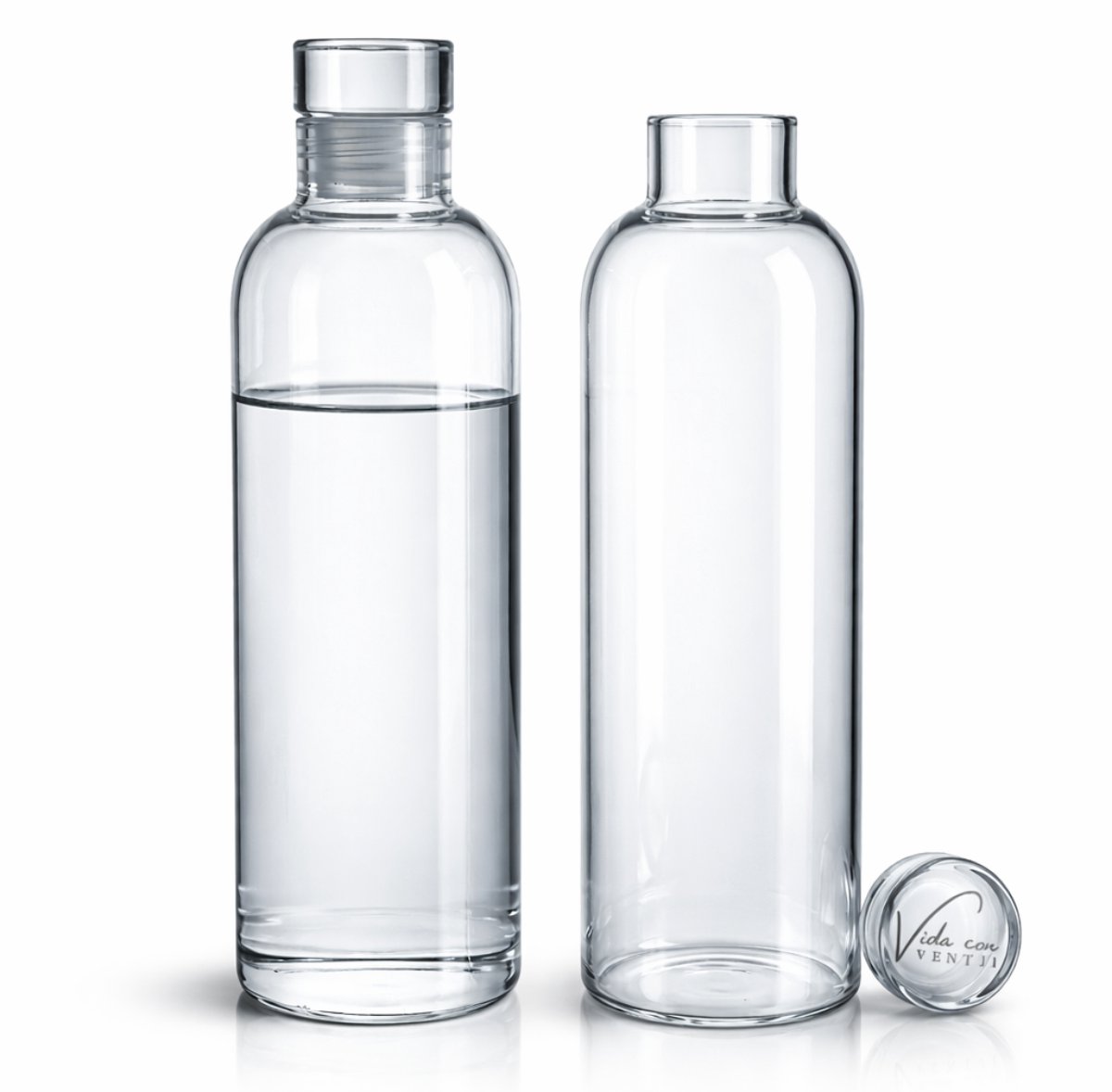 Glazen Drinkfles - Waterfles Glas - 2 Stuks - 500ML - Glazen Dop - Duurzaam - Lekvrij - Transparant Glas