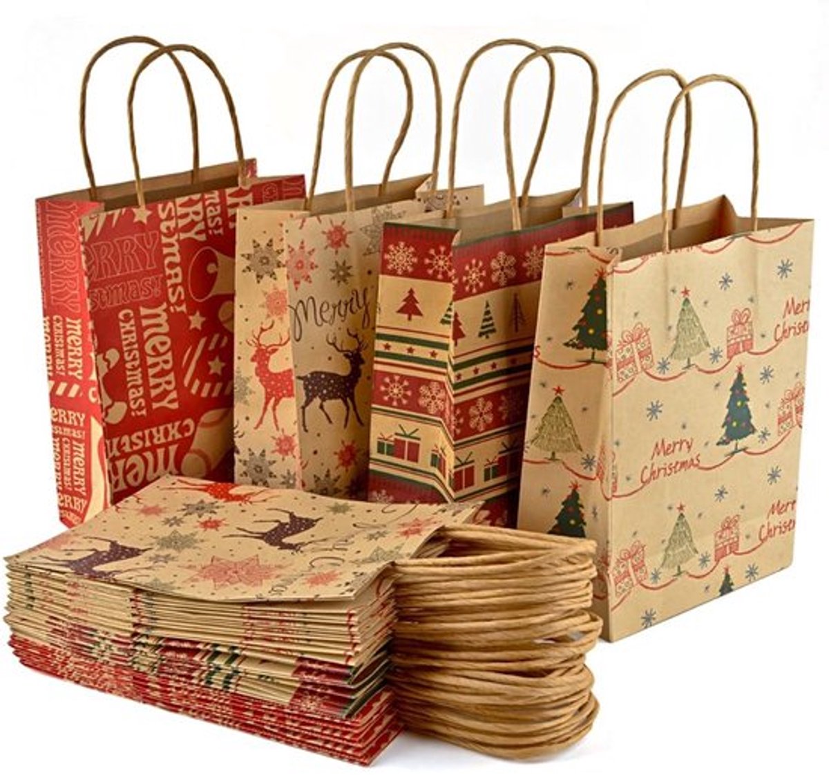 Allecto - Papieren Zakken - Cadeauzakjes - - 24 Stuks - Kraftpapier
