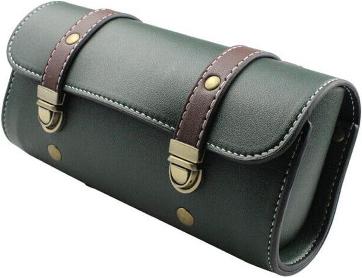 Motorfiets Gereedschapstas - Zadeltas Stuurtas - Bagage Vervoeren - Weerbestendig PU Leer - 22x12x8 cm - Groen