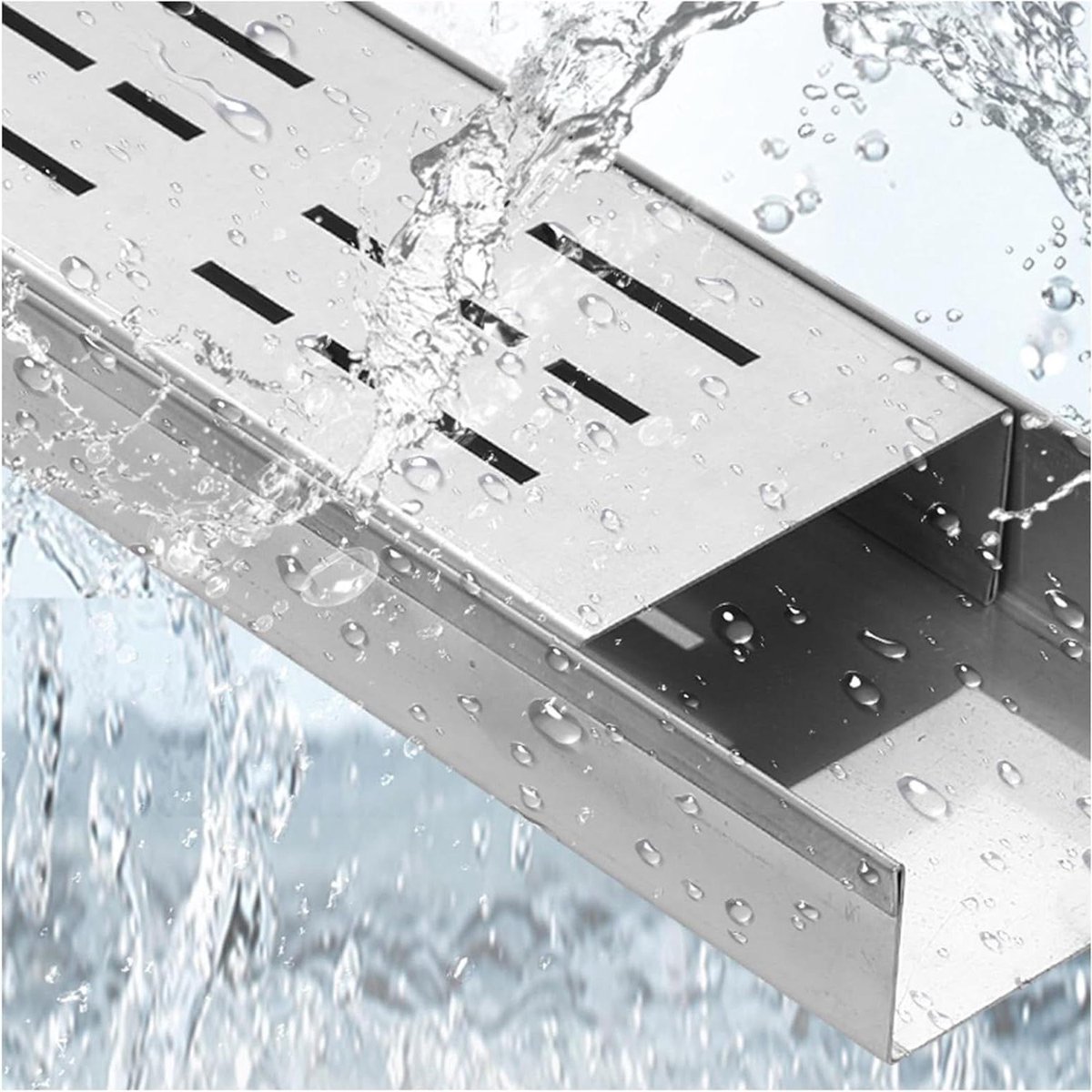 Afvoerdeksel RVS - Goot Systeem - Efficiënte Waterafvoer - Duurzaam Ontwerp - 100 cm - Zilver