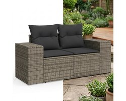 Tuinbank met opbergruimte - Lounge Bank - Buitenbank - Tuinset - Houten Bank - Modulair Bankstel - Balkon Set - Poly rattan - Grijs
