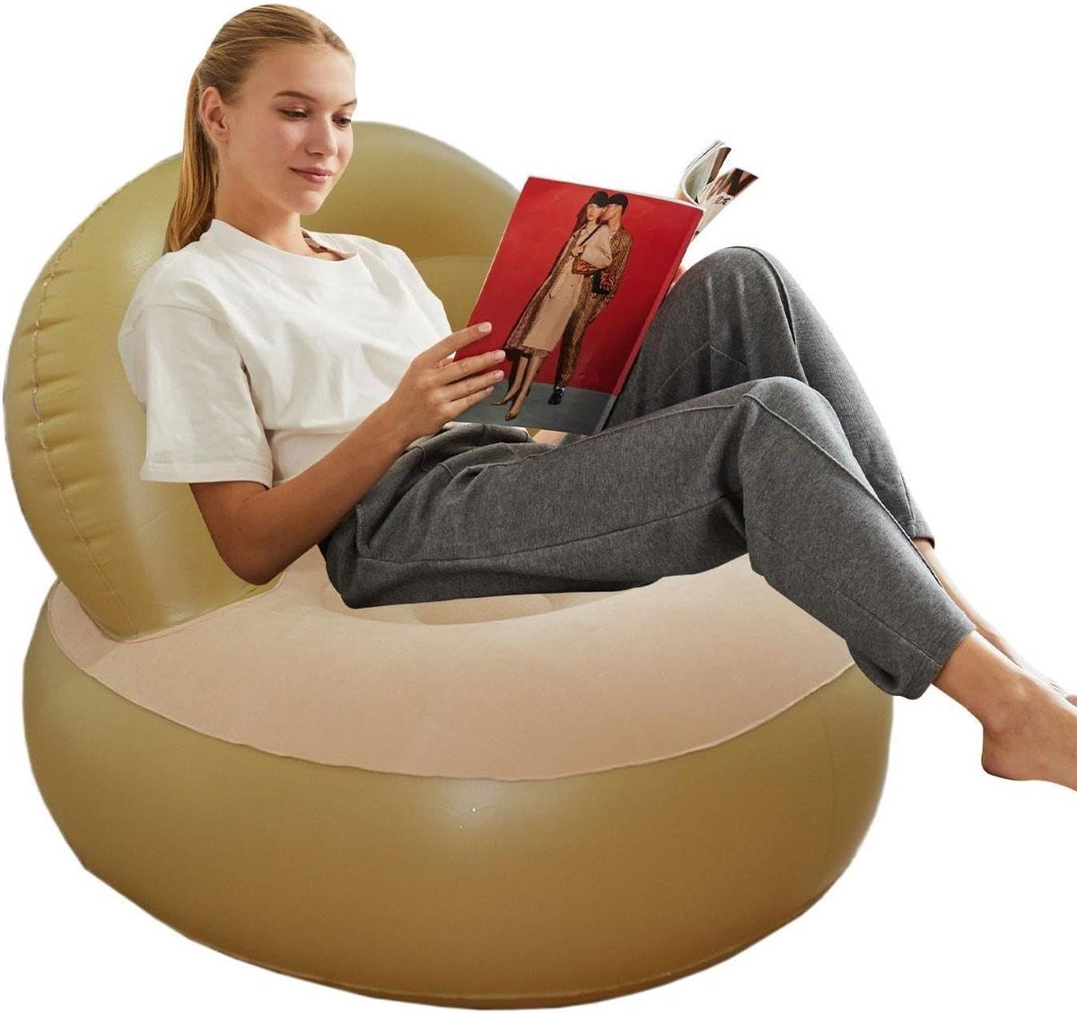 Opblaasbare Bank - Loungestoel Buiten - Ontspannen Buiten - Eenvoudig Op te Blazen - 90x90x72 cm - C